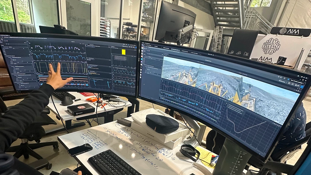 An AIM engineer looking at their data within Foxglove.