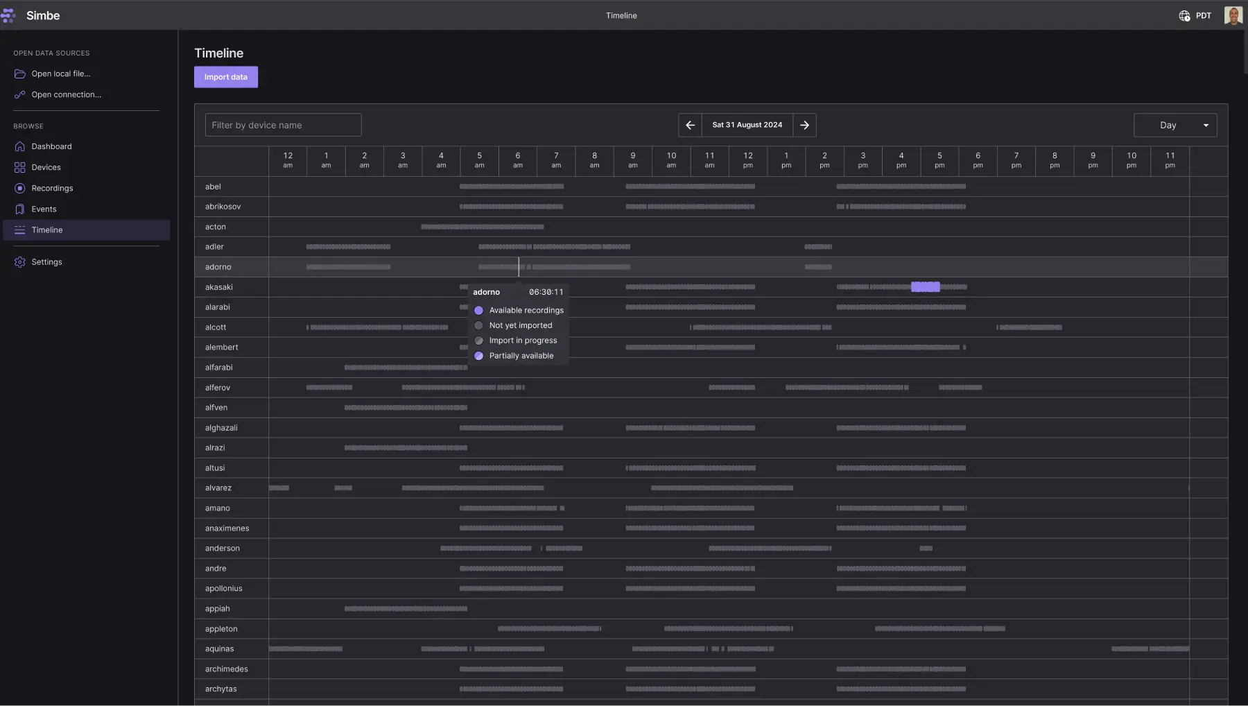 Foxglove Timeline view for Tally robots