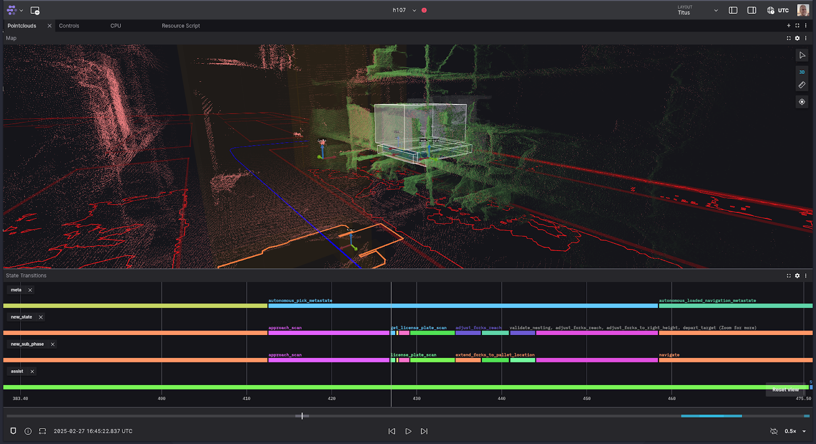 Third Wave Automation's primary layout in Foxglove.