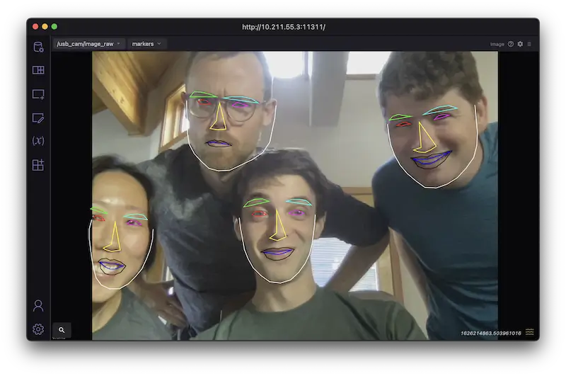 face with lines drawn around eyebrows, eyes, nose, mouth, and jaw