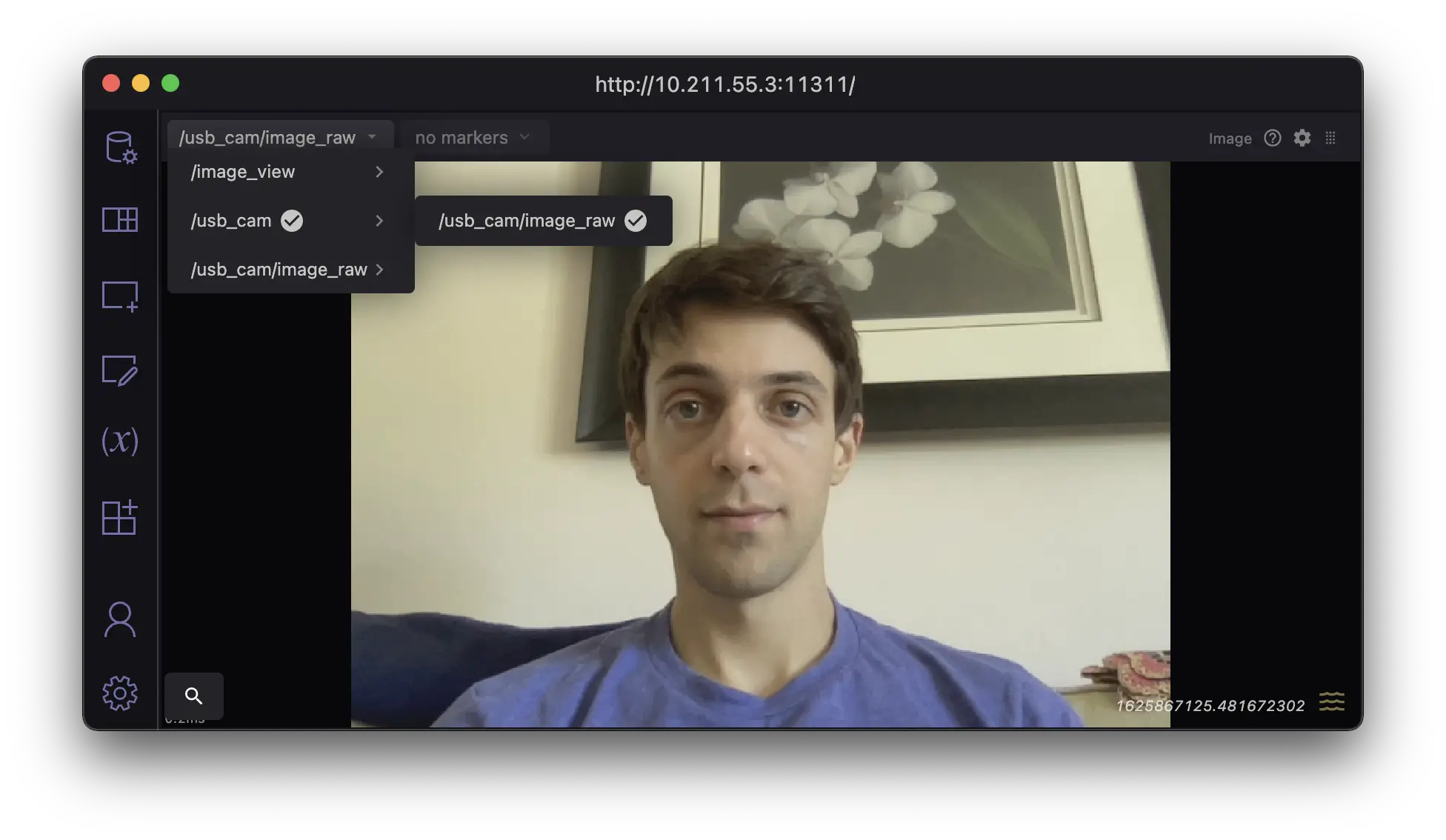 viewing camera images in an Image panel