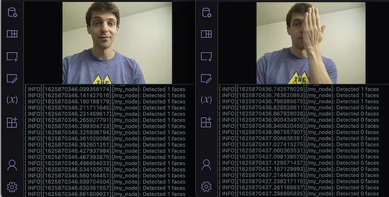 log messages showing face detections