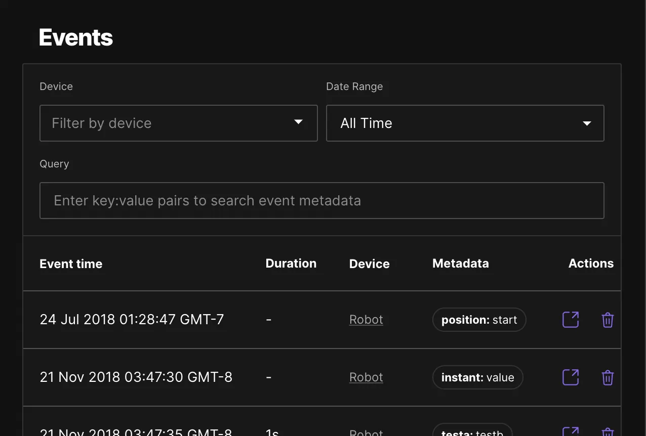 Foxglove's event search