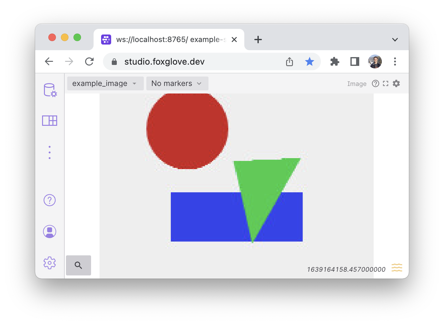 Foxglove displaying an image from the image server example