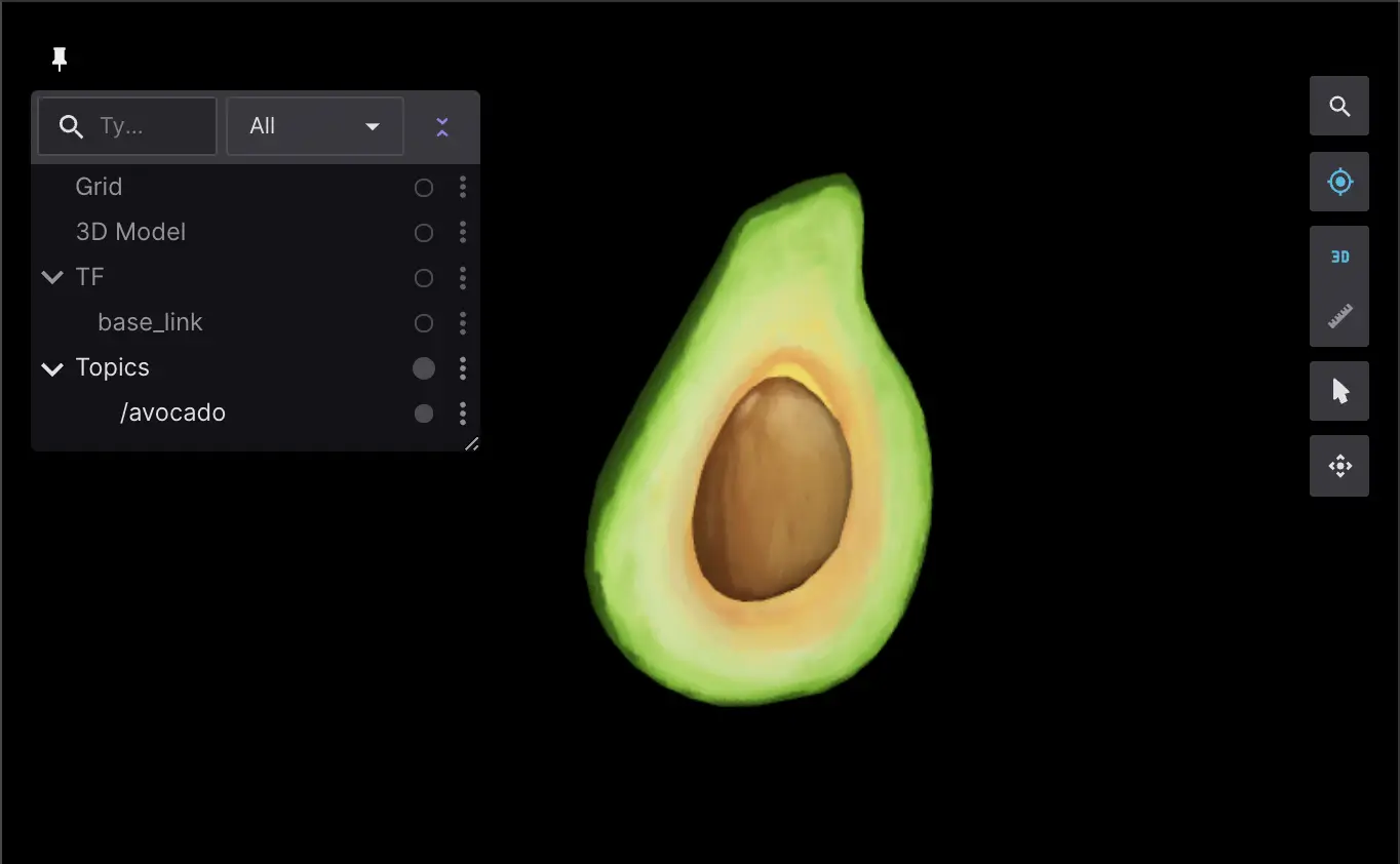 Avocado mesh marker in Foxglove's 3D panel