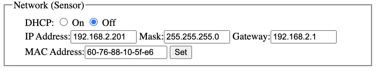 Sensor IP information