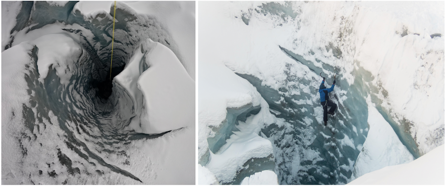 rappelling into the robot